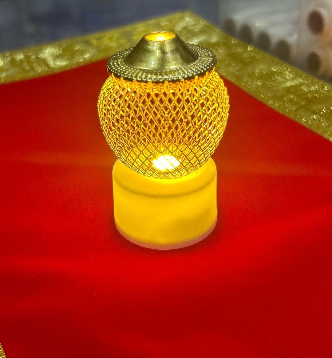 Luxury Golden Mesh LED Decorative Lamp | Warm Light Mini Table Decor for Home & Bedroom