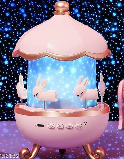 Rotating Bunny Star Projector Night Lamp | Galaxy LED Night Light with Music & USB Charging
