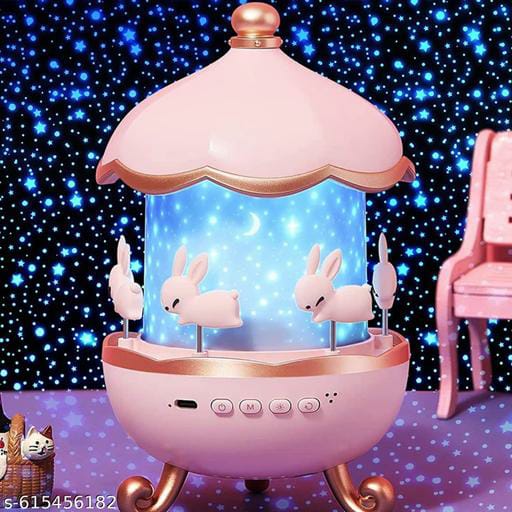 Rotating Bunny Star Projector Night Lamp | Galaxy LED Night Light with Music & USB Charging