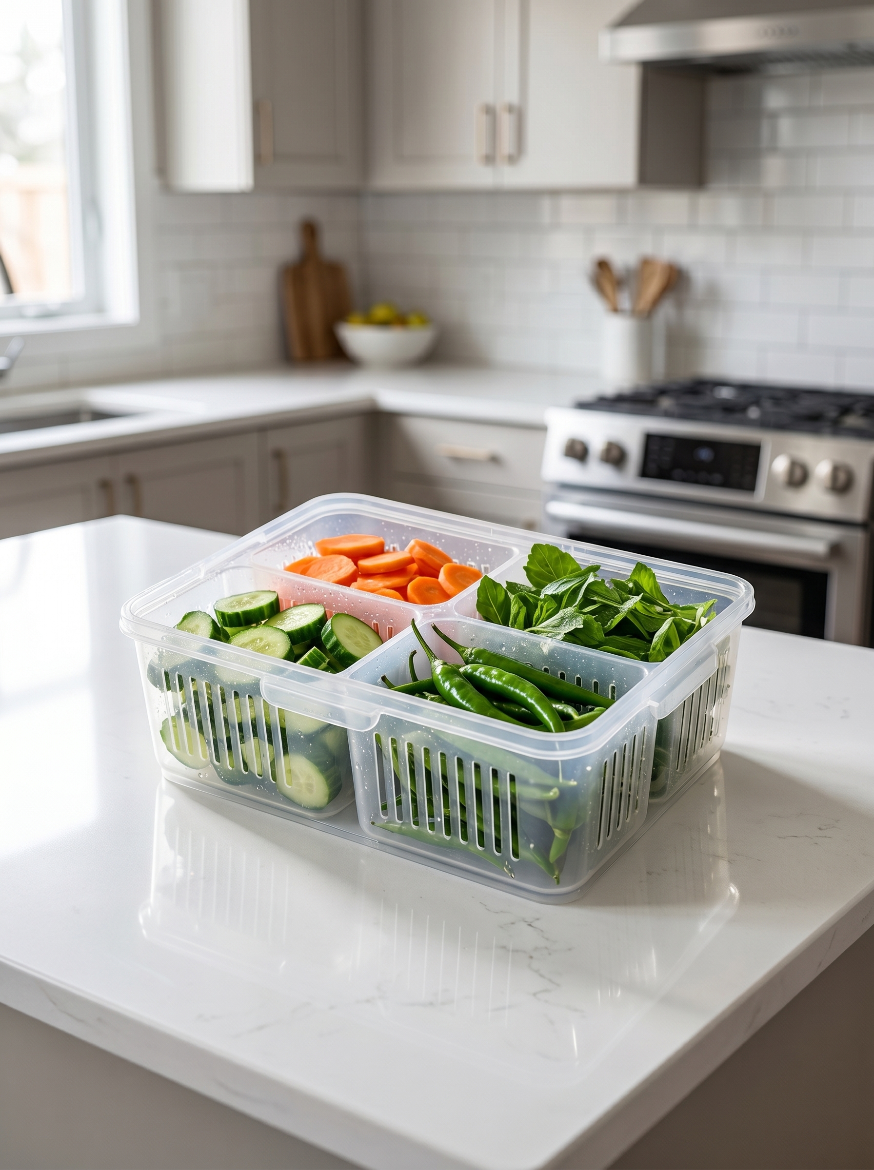 4 Compartment Fridge Storage Container