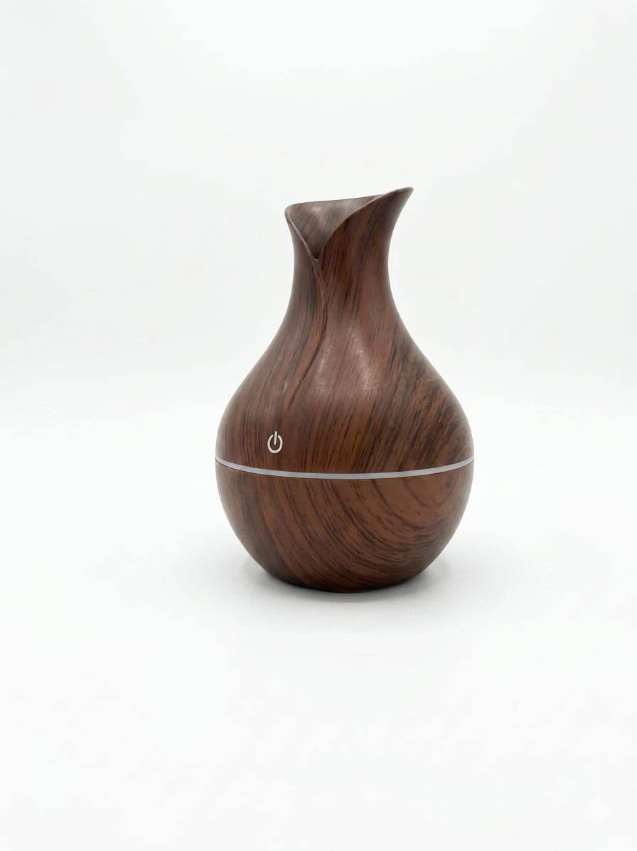 Wood Grain Ultrasonic Aroma Diffuser with 7 Color LED Light & Auto Shut-Off - Image 2
